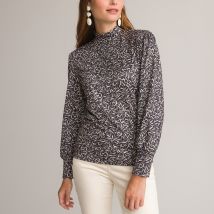Anne Weyburn T-shirt Stampata, Collo Alto, Maniche Lunghe Nero Donna Taglie 38/40 (FR) - 42/44 (IT)