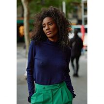 La Petite Etoile Pull A Collo Alto In Maglia Fantasia Solferinos Blu Donna Taglie 1(S)