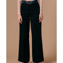 Grace And Mila Pantaloni Layton Svasati Velluto A Coste Vita Alta Blu Donna Taglie S