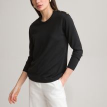 Anne Weyburn Maglione Girocollo In Fine Maglia, Misto Lana Nero Donna Taglie 34/36 (FR) - 38/40 (IT)