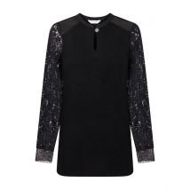 Naf Naf T-shirt Maniche Lunghe In Pizzo Nero Donna Taglie XS