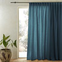 Am.pm Tenda Puro Lino Con Pieghe Fiamminghe, Colin Blu Taglie 260 x 420 cm