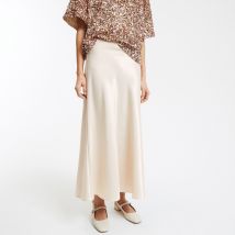 La Redoute Collections Gonna Lunga Svasata In Raso Lucido, Signature Marion Beige Donna Taglie 40 (IT) - 36 (FR)