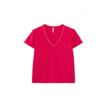 Icode T-shirt Maniche Corte Scollo A V Lino Rosa Donna Taglie S