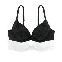 Dorina Confezione Da 2 Reggiseni Push Up Sonia Nero Donna Taglie 2 B