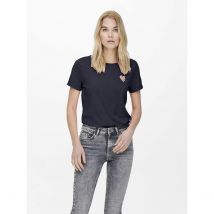 Only T-shirt Stampa Piccolo Cuore Davanti Blu Donna Taglie XS