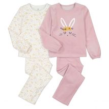 La Redoute Collections Confezione Da 2 Pigiami In Velluto Stampa Coniglio Beige Bambina Taglie 12 anni - 150 cm
