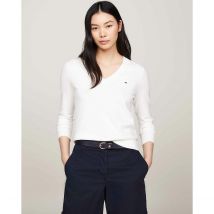 Tommy Hilfiger Maglione Maniche Lunghe Scollo A V Bianco Donna Taglie XL