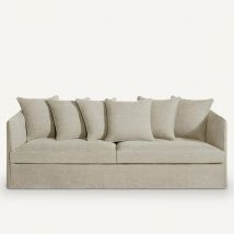 Am.pm Fodera Per Divano Lino Spesso Stonewashed Neo Chiquito Beige Taglie 3 posti