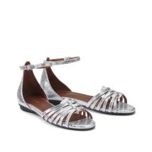 Anonymous Copenhagen Sandali In Pelle Con Tacco Piatto Argento Donna Taglie 38