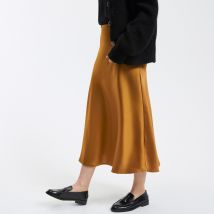 La Redoute Collections Gonna Svasata Lunga In Satin Opaco, Signature Marion Marrone Donna Taglie 44 (FR) - 48 (IT)