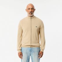 Lacoste Gilet Con Cerniera Collo Alto In Cotone Beige Uomo Taglie XL