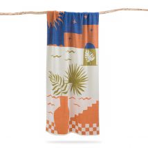 La Redoute Interieurs Telo Da Mare Spugna Velluto 420g/m2 Santorin Multicolore Taglie 90 x 175 cm