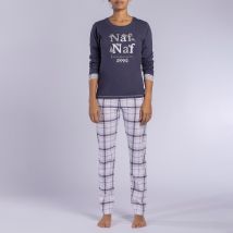 Naf Naf Pigiama Lungo In Jersey Cotone, Poésie Blu Donna Taglie XL