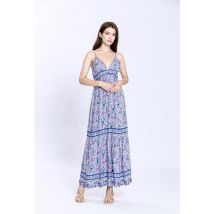 See U Soon Abito Lungo Stampato Con Spalline Sottili Blu Donna Taglie 3(L)
