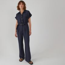 La Redoute Collections Tuta Intera Lunga Lyocell Lino, Signature Enea Blu Donna Taglie 34 (FR) - 38 (IT)