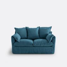 La Redoute Interieurs Divano Trasformabile In Lino Stropicciato, Bultex, Odna Blu Taglie 4 posti