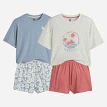 La Redoute Collections Confezione Da 2 Pigiami Corti In Cotone, Motivo Fiori E Scritta Rosa Bambina Taglie 14 anni - 156 cm