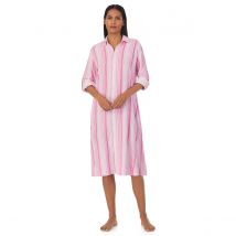 Lauren Ralph Lauren Camicia Da Notte Lunga A Righe Maniche Lunghe Rosa Donna Taglie XL