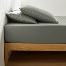 Emma X La Redoute Interieurs Lenzuolo Con Angoli Satin Di Cotone Balza 30 Cm, Bérénice Verde Taglie 90 x 200 cm