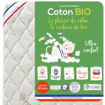 P'tit Albatros Materasso Bebé Schiuma Cotone Bio Bianco Taglie 60 x 120 cm
