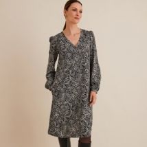 Vestido ancho, estampado floral, longitud media