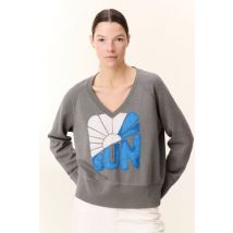 Sudadera con cuello en pico y mensaje, manga larga, SHAVI