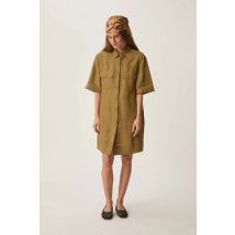 Vestido corto de lino con cuello camisero, ROBINSON