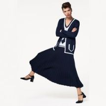 Falda larga plisada de lana merino