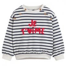 Sudadera de botones, con rayas y mensaje, de felpa