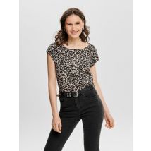 Blusa con estampado de lunares, cuello redondo y manga corta