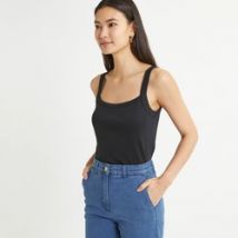 Camiseta de cuello cuadrado, algodón puro peinado