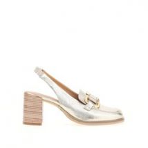 Mocasines slingback de tacón, de piel