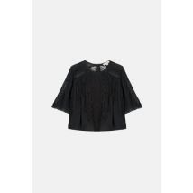 Blusa bordada de cuello redondo y manga corta, INGRID