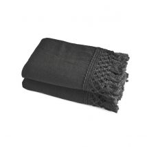 Am.pm Confezione Da 2 Asciugamano Per Ospiti Cotone Bio/lino Kiramy Nero Taglie 30 x 50 cm