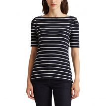 Gestreept T-shirt met boothals en korte mouwen