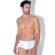 Slip taille haute à rayures ouvert