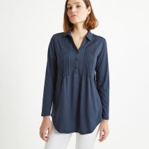 Anne Weyburn T-shirt Collo Polo, Camicia Maniche Lunghe Blu Donna Taglie 46/48