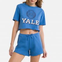 Pijama con short de algodón Yale Mujer Talla M. Color Azul