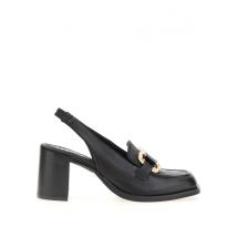 Mocassins slingback à talons, cuir