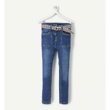 Skinny jeans met geweven riem