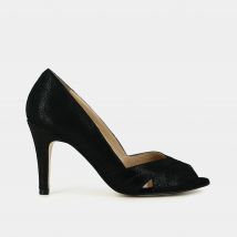 Zapatos de piel irisada, con tacón alto y abiertos Acide Mujer Talla 36. Color Negro