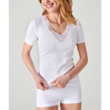 Camiseta cuello con encaje Thermolactyl Fancy Grado 4 Mujer Talla S. Color Blanco