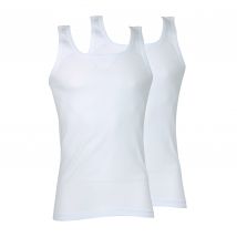 Lote de 2 camisetas sin mangas de algodón orgánico Hombre Talla XXL. Color Blanco