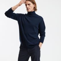 Jersey de cachemir de cuello alto, fabricado en Europa Hombre Talla M. Color Azul