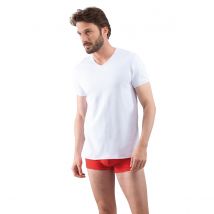 T-shirt met V-hals en korte mouwen