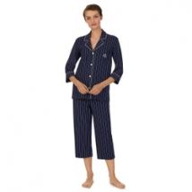 Pijama largo, manga 3/4 rayas, de algodón