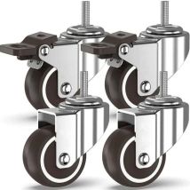 Nazalus-vente Chaude-roulettes Pivotantes 4 À Tiges Filetées, Roulettes Pour Meubles, Roues À Freins Pour Transport Industriel De Planches (50 Mm Avec