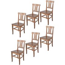 Tommychairs - Set 6 Sedie Modello Artemisia Per Cucina Bar E Sala Da Pranzo, Robusta Struttura In Legno Di Faggio Color Noce Chiaro E Seduta In Legno