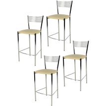 Tommychairs - Set 4 Sgabelli Alti Modello Elegance Per Cucina E Bar, Struttura In Acciaio Cromato E Seduta Imbottita E Rivestita In Pelle Artificiale 